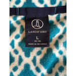 Lands' End Womens Fleece Pullover Size L Blue White Diamond 1/4 Zip Long Sleeve Photo 1