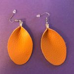 Brand New Camel Tan Teardrop Earrings Faux Leather Photo 0