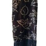 Ladies Velvet Double Sided Leaves Print Soft Long Fringe Scarf One Size Gray Photo 3