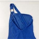 ONIA  Jenna One Piece Solid Seersucker Swimsuit in New Blue Size XS One Shoulder Photo 7