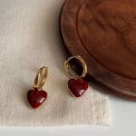 Love heart dangle drop earrings for women Gold Photo 2