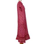 Vintage Metallic Sheer Chiffon Pink Floral Boho Button Up Maxi Kaftan Dress OS Size undefined Photo 6