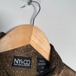 Brown Silk Animal Print button up shirt Photo 3