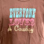 CMT Everyone Loves A Cowboy Graphic Tee Brown Country Western Juniors L Rodeo Size L Photo 1