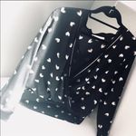 Cooper and Ella 𝅺euc  faux wrap Surplice ikat heart print blouse sz medium Photo 2