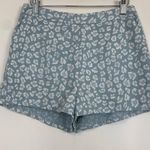 Altar'd State High Rise Light Blue White Leopard Print Shorts Medium Photo 2