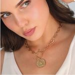 Pomina Chunky Gold Plated Fashion Toggle Necklace Antique Coin Pendant Photo 1