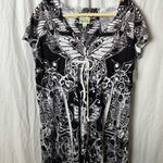 One World  Beach Monarch Butterfly Patterned Coverup- Hood- Drawstring waist- S Photo 0