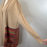 Max Mara  Long Cardigan Wool Camel Tan Stripes Long Sleeves Boho Photo 3