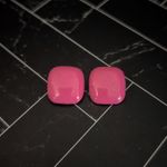 Vintage Clip On Earrings Pink Rounded Square Photo 1