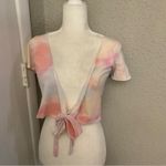Hollister  Tie Dye Wrap Front Crop Top Pink/Blue S Pastel Festival Fairycore Photo 1
