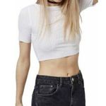 Topshop NWOT White Ribbed Boatneck Crop Top Size 8 Photo 0