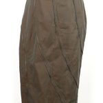 Lafayette 148 Dark Olive Green Cotton Pencil Skirt Zipper Accents Size 6 Small S Brown Photo 0