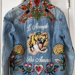 Gucci Authentic Shearling Embroidered Denim Jacket 🦁 Photo 0