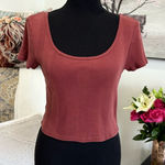 American Eagle  Outfitters Pink Crop T-Shirt Fitted Photo 0