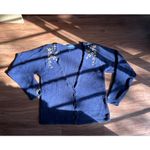 Herman Geist Navy Floral Cardigan Cottagecore Sweater Photo 1