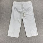Talbots Womens Cropped Pants 12 White Wide Leg Capri Gold Button Pockets Stretch Photo 5