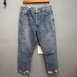 AGOLDE  Riley Crop High Rise Straight Jeans Chewed Hem Haven Blue 32 Photo 2