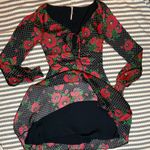Free People Black and Red Floral Long Sleeve Dress Photo 3