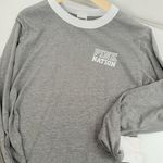 Victoria's Secret PINK  T-Shirt Womens Gray Ringer Long Sleeve Crew Nation Casual Photo 5