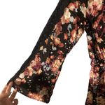 PaperMoon Black Multicolor Floral Lace Detail Scalloped Romper Women Sz S Photo 2