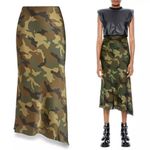 Alice + Olivia  Maeve Silk Camo Asymmetric Midi Slip Skirt Photo 1