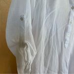 Tommy Bahama  Sheer Gauzy 100% Cotton White Henley Shirt Roll Tab Sleeves Small Photo 2