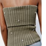 ZARA NWOT  Jewel Beaded off the shoulder knit top 4331/015 Green Medium Photo 5