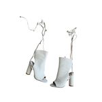 AZALEA WANG white Patent Laceup Booties Heels Sizs 7.5 Photo 11