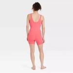 All In Motion  Brushed & Sculpted Rib Sports Short Bodysuit, Size S coral color. Photo 2