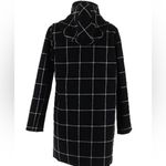 Vince Camuto  M black whit plaid hooded coat Photo 2