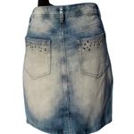 Cache Denim Rhinestone Metal Stud Skirt Slight Distress Stretch New $98 NWT Photo 1