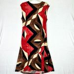 Ralph Lauren Lauren  Abstract Geometric V-Neck Dress Size XL Jersey Stretch Photo 3