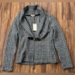 Mary Firenze Italy Houndstooth Shawl Collar‎ Buckle Front Jacket Blazer Size L Black Size L Photo 0