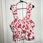 J.Crew NEW Womens Square Neck Tank Top Blouse Red White Floral 3X Photo 1