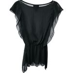 Apostrophe  Sheer Black Gathered Hem Blouse Womens‎ XS Feminine Romantic Goth Photo 1