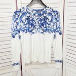 Talbots Delft Blue Picnic Paisley White Button Up Cardigan Sweater White XS Photo 8