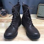 Catherine Malandrino | Women’s Size 7 Brown Faux Leather Lace Combat Boot Booney Photo 0