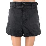 Everlane Black High Waist Wide Leg Cuffed Button Zip Denim Jeans Shorts Size 8 Photo 0