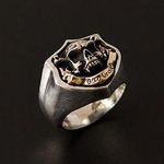 925 Silver Plated Adjustable Lucky Skull Ring for Men Women,Punk Hip Hop Ring Photo 1