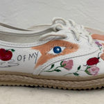 Cabin creek Hand Painted Canvas Shoes Women's 5M Floral Toe Art Photo 0