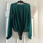 Lovers + Friends Deep Green Bodysuit Small Puff Sleeve Boho Photo 1