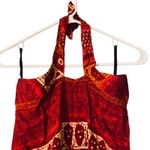 Wrapper  Red Mixed Print Sleeveless Halter Long Maxi Dress Women SZ 8 Photo 4