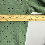 Hudson Gray Blouse Small Green Eyelet Ruffle Cuff Romantic Modest Cottage Fairy Photo 4