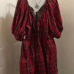 NWT 2000s Gothic Cottagecore Whimsy Lolita Shirred Corset Plaid Gingham Red Black Dress Sweetheart Babydoll V Photo 1