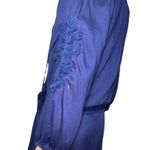 Vix Paul Anermanny Size S Navy Drop Waist Embroidered Tassel Swim Cover Up Dress Blue Photo 3