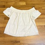 Xhilaration  Women’s Large Cream Off Shoulder Geometric Print Blouse Bohemian Photo 3