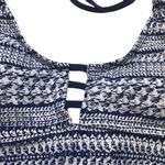 Splendid  Halter Striped Scoop Neck Tie Back Tankini Top Size Small White Blue Photo 2