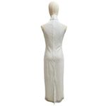 Mac Duggal  Sz 4 Embellished Halter Neck White Midi Sheath Dress Formal Gala Photo 2