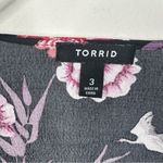 Torrid  Size 3X Black Floral Print Crepe Fringe Open Front Kimono Duster Photo 4